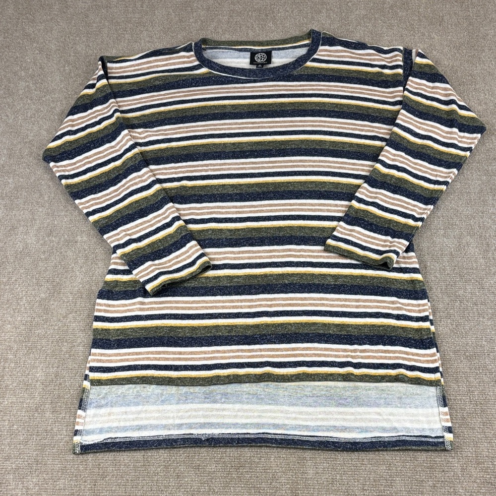 Bobeau Women's Long Sleeve Soft Fall Multicolor Striped Knit Top Size M NWOT